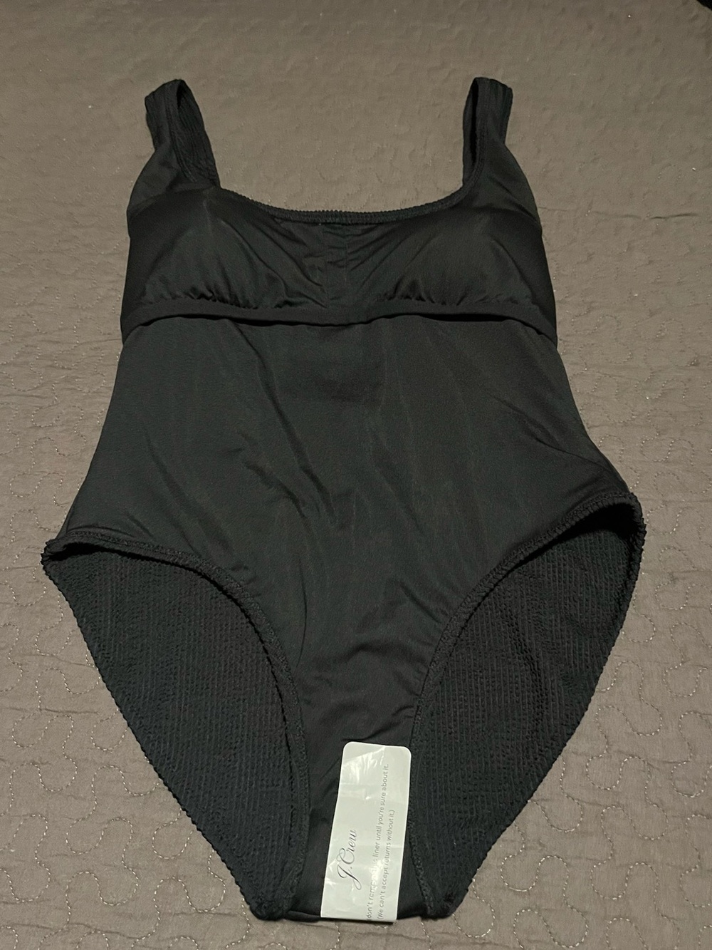 J.Crew Claudia Scrunchie One-Piece Swimsuit Black Women’s Size 12 NWT - Picture 8 of 11